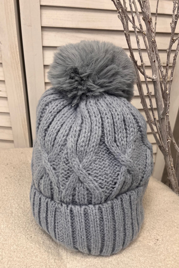 Lottie Cable Knit Pom Pom Hat