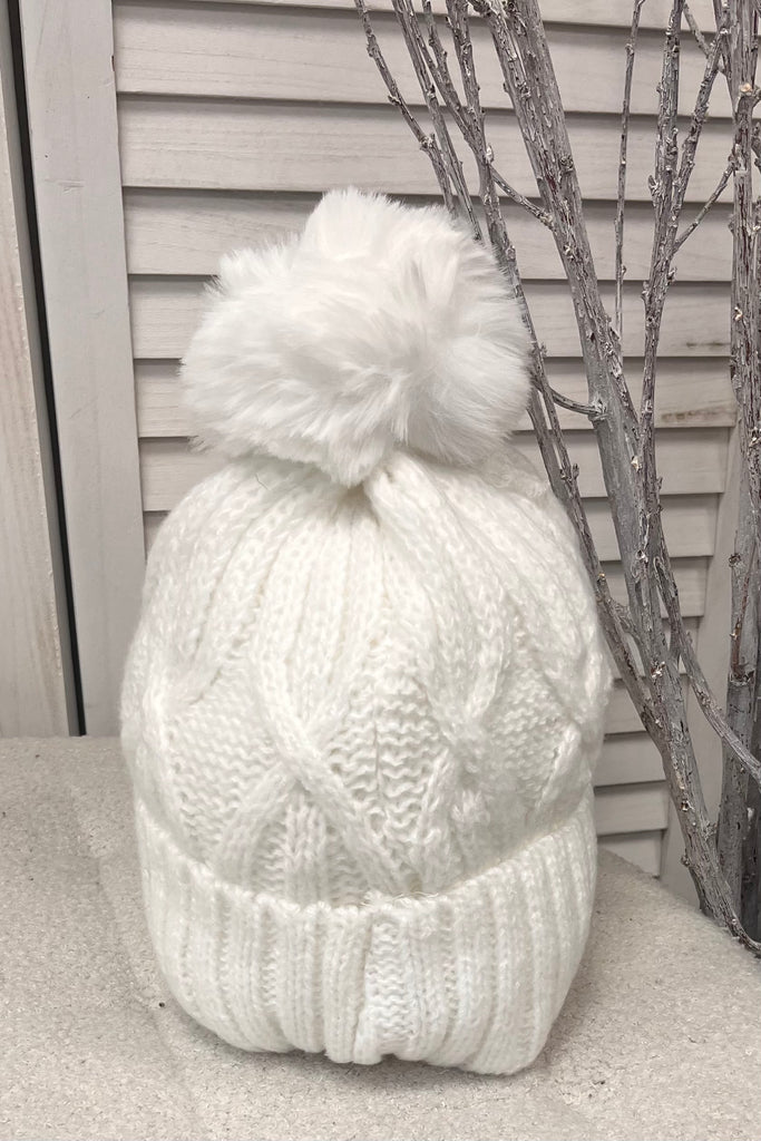 Lottie Cable Knit Pom Pom Hat