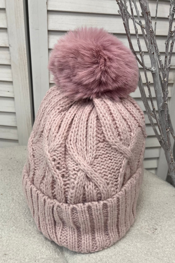 Lottie Cable Knit Pom Pom Hat