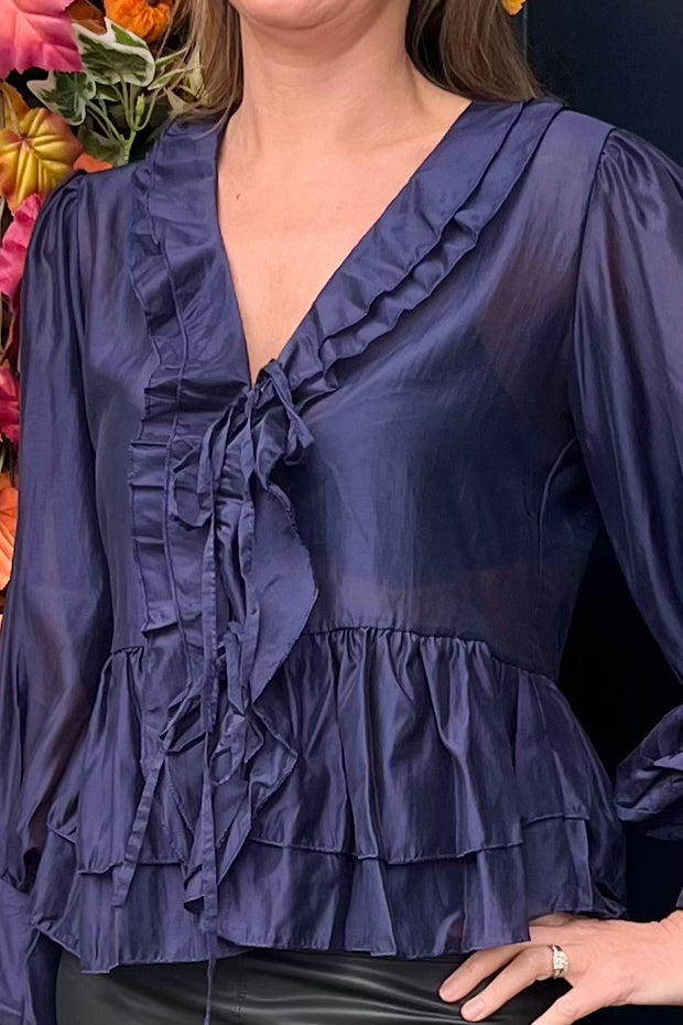 Victoria Tie Detail Peplum Shirt