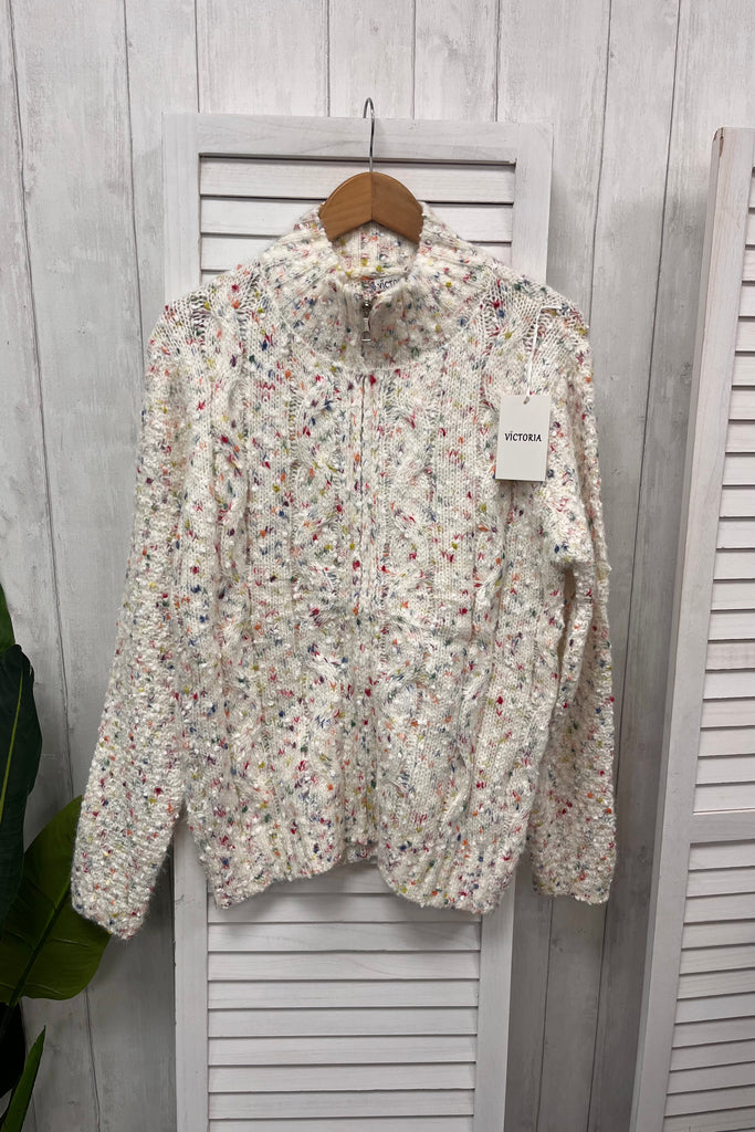 Hilda Flecked Zip-Up Knit