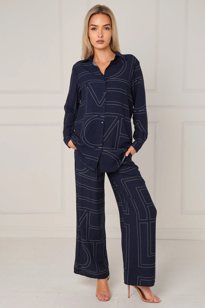 Maya Geometric Print Wide Leg Co-Ord