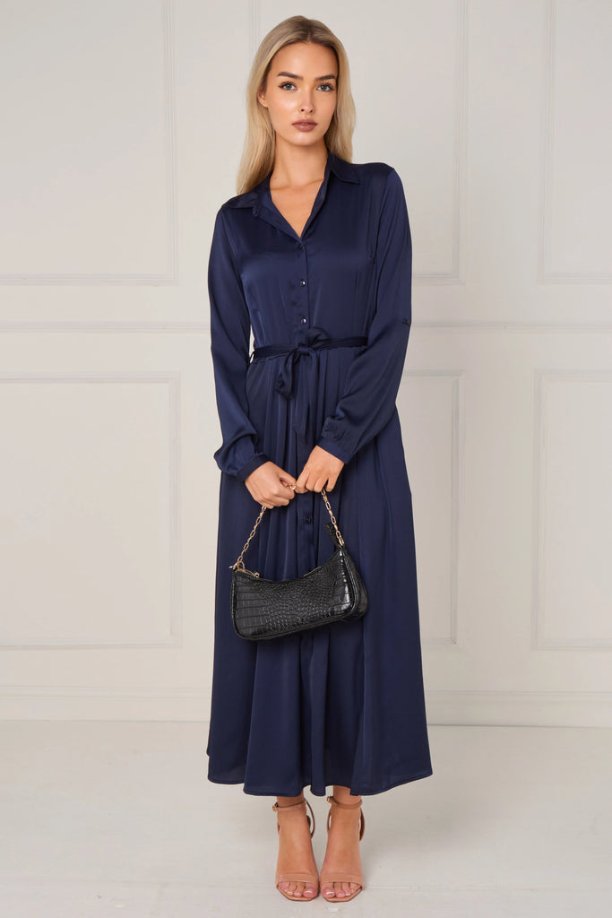 Stephanie Satin Shirt Dress