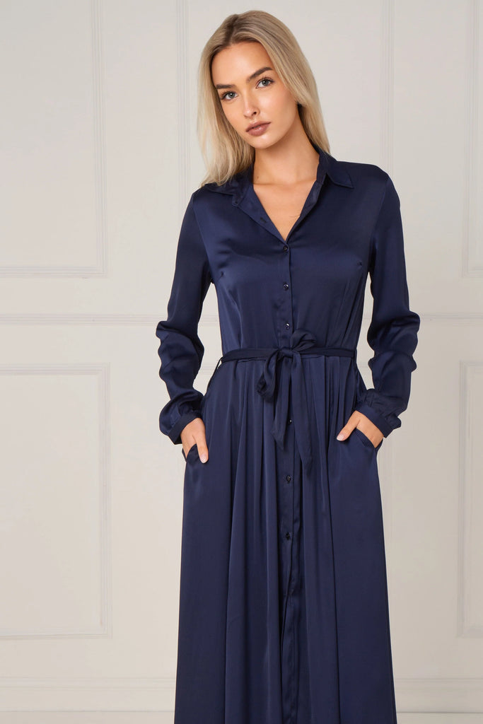 Stephanie Satin Shirt Dress