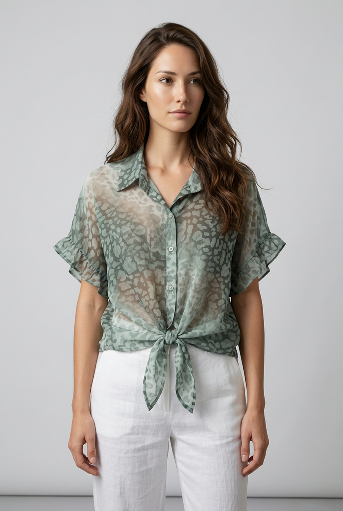 Lilly Animal Front Tie Shirt