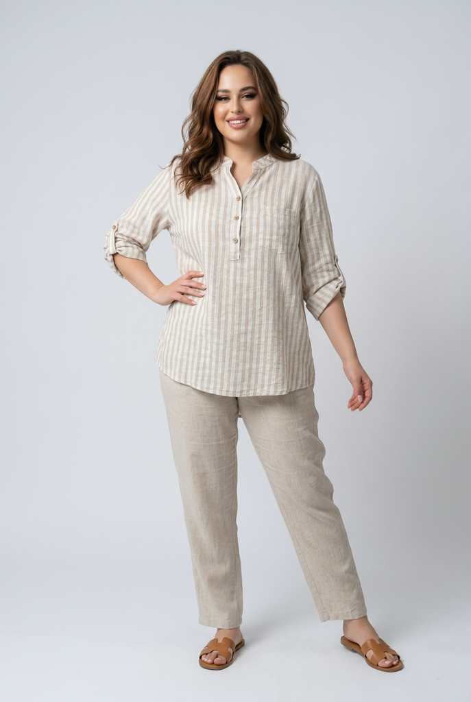 Larissa Pull On Pinstripe Shirt