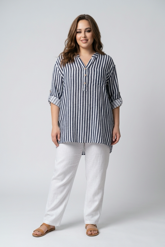 Larissa Pull On Pinstripe Shirt