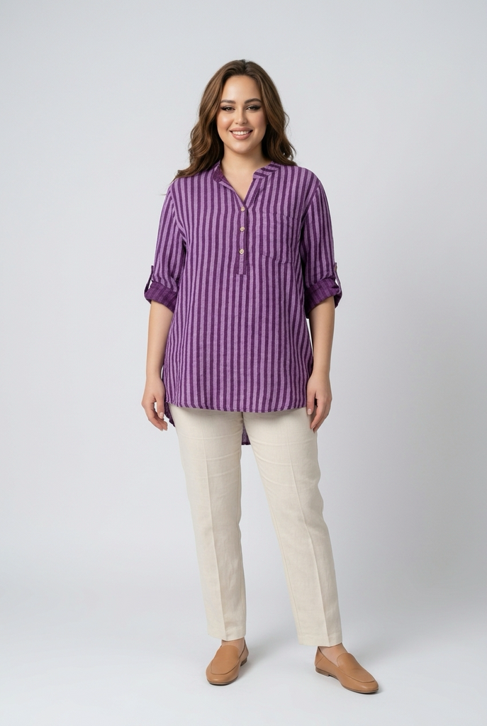 Larissa Pull On Pinstripe Shirt