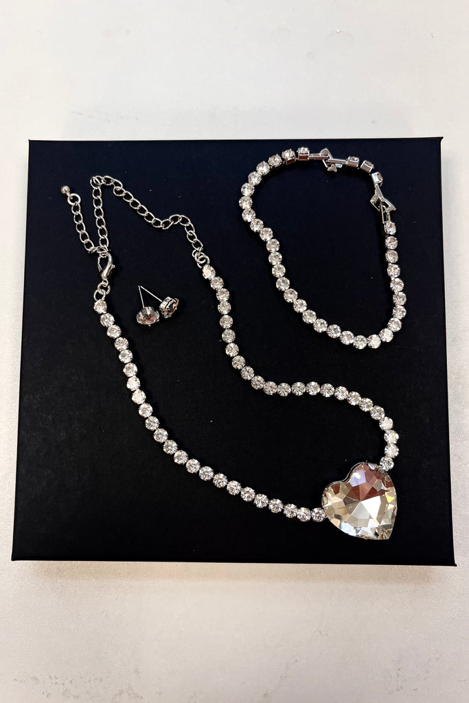 Amber Statement Crystal Heart Set