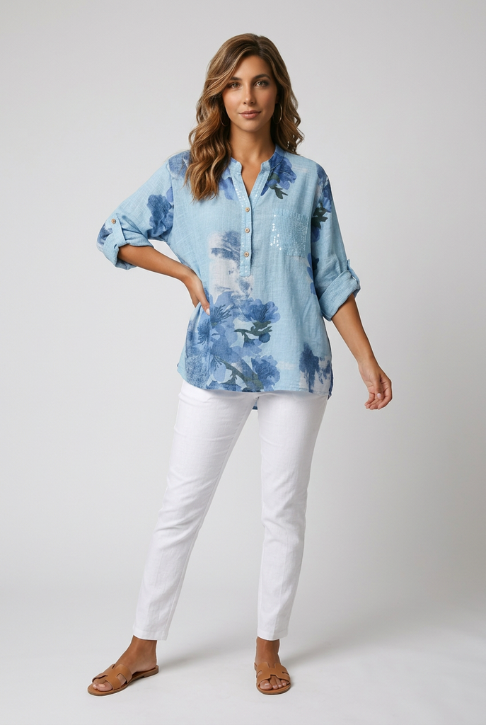 Eliza Floral Sequin Detail Shirt
