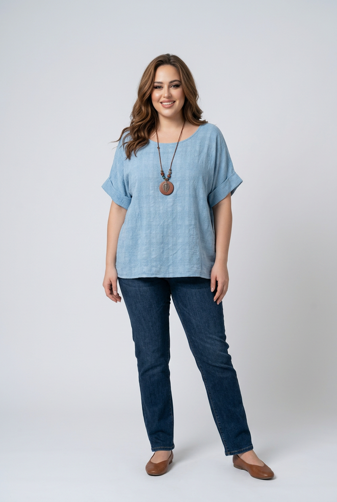 Lucille Textured Check Top