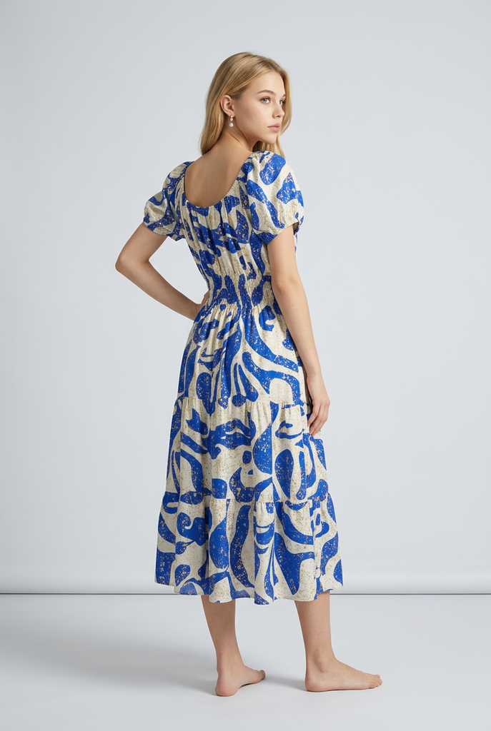 Eloise Abstract Speckle Midi Dress