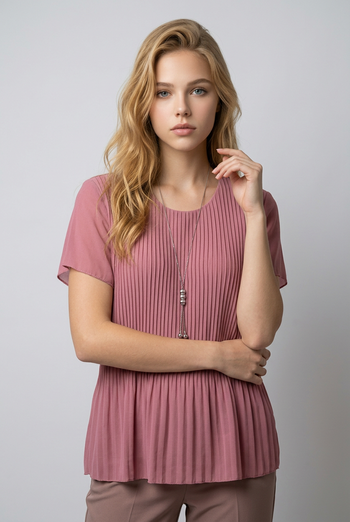 Lana Pleat Detail Short Sleeve Top