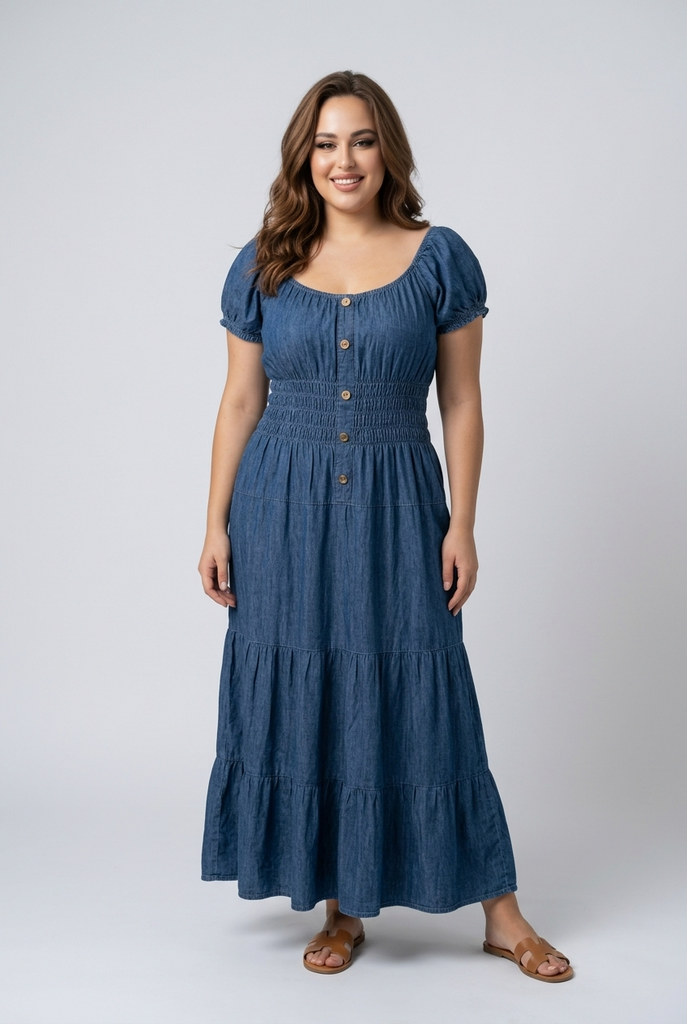 Bria Denim Button Detail Dress