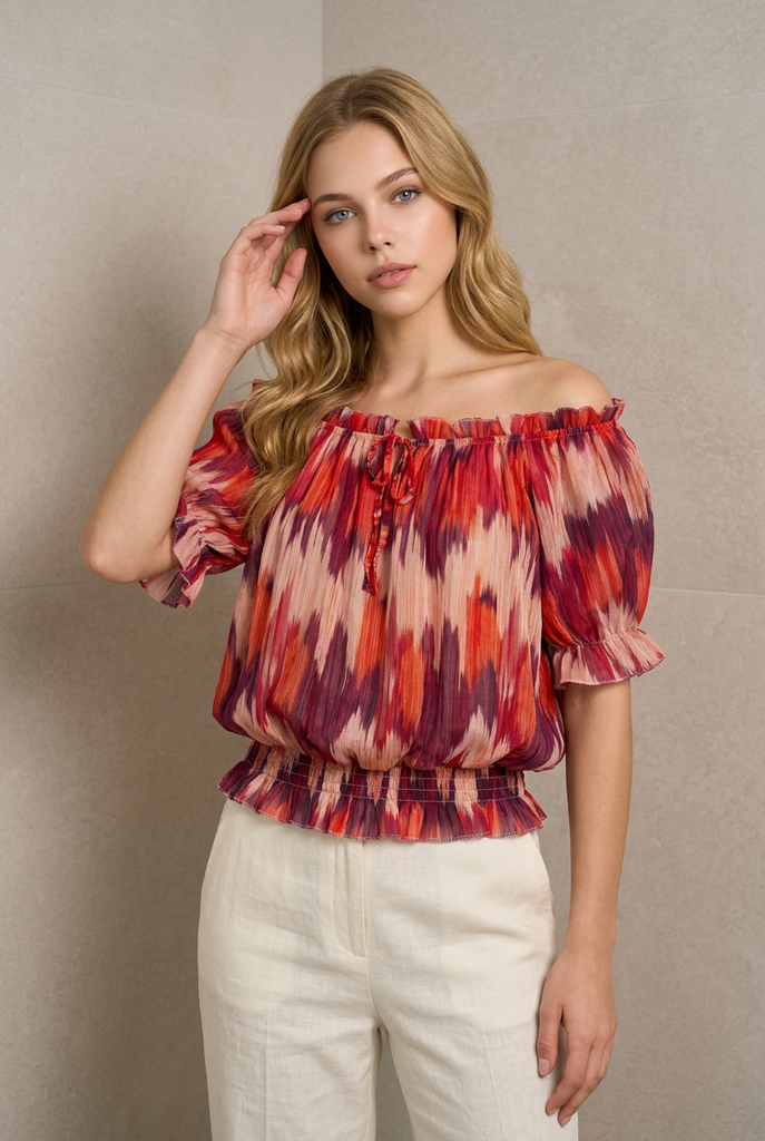 Iris Abstract Wave Print Top