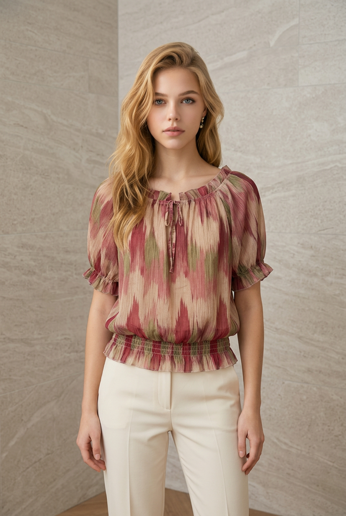 Iris Abstract Wave Print Top
