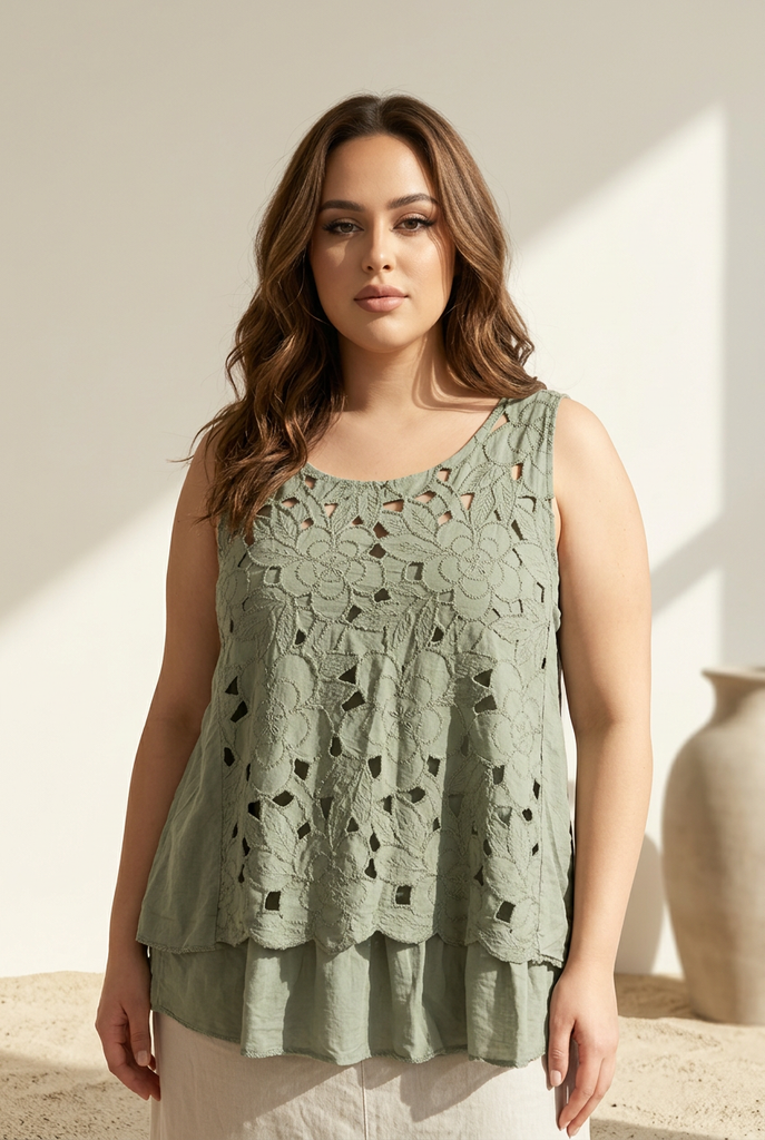 Matilda Cutwork Double Layer Vest