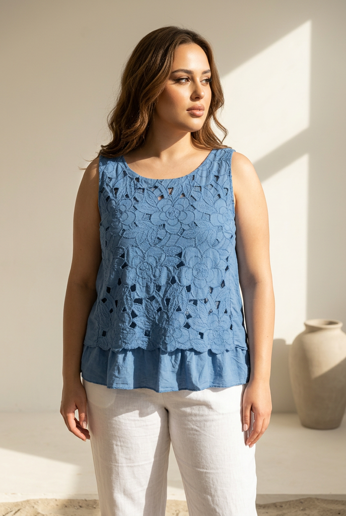 Matilda Cutwork Double Layer Vest