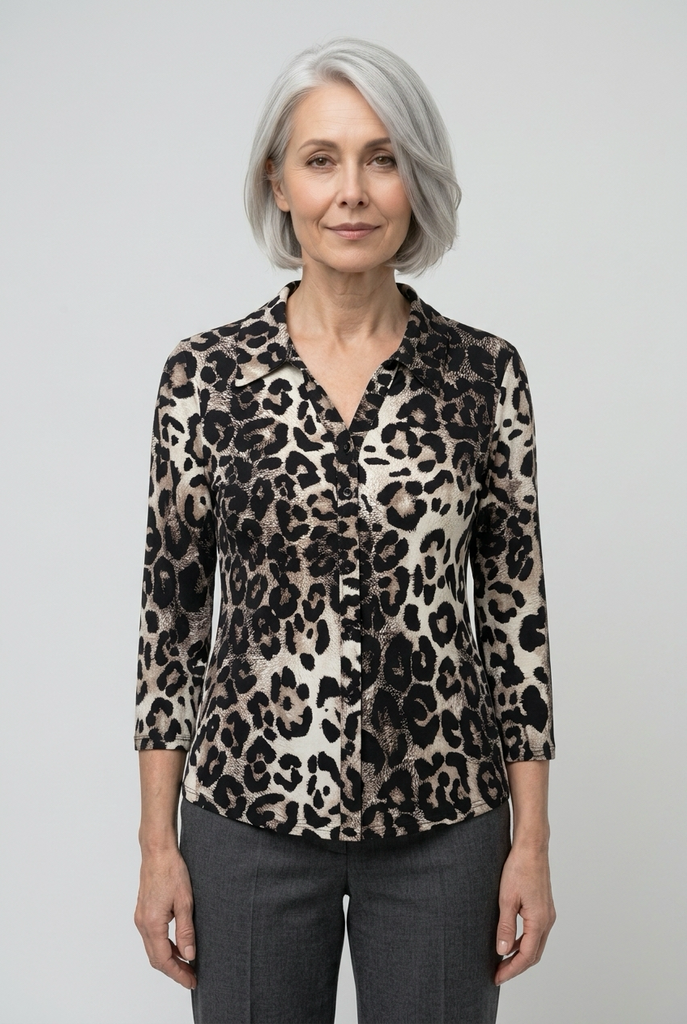 Rowan Leopard Shirt Style Top