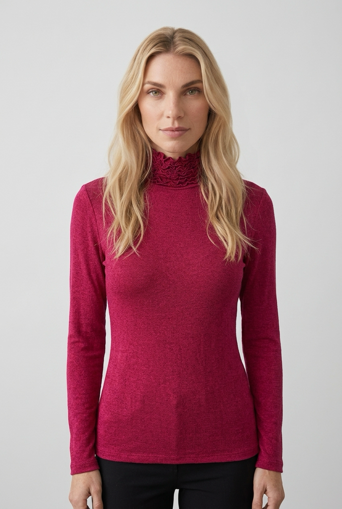 Annalise Ruffle Neck Fine Polo