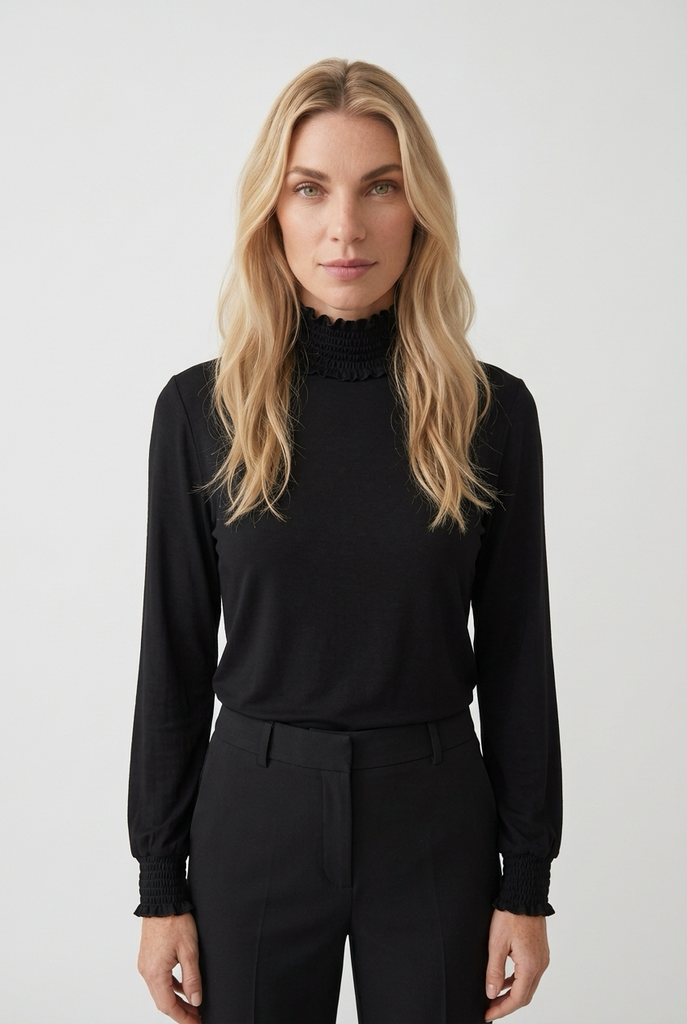 Annalise Ruffle Neck Fine Polo