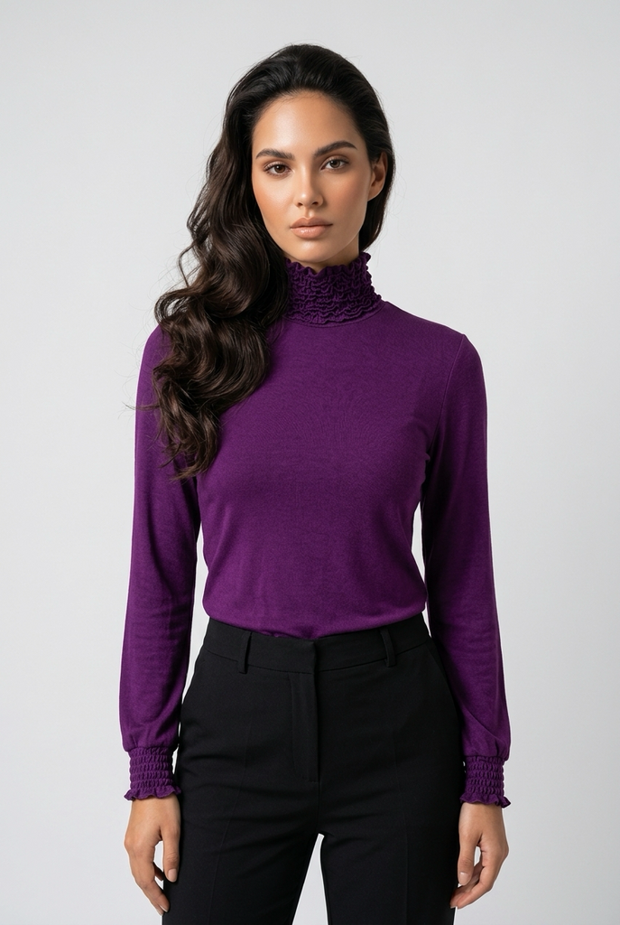Annalise Ruffle Neck Fine Polo