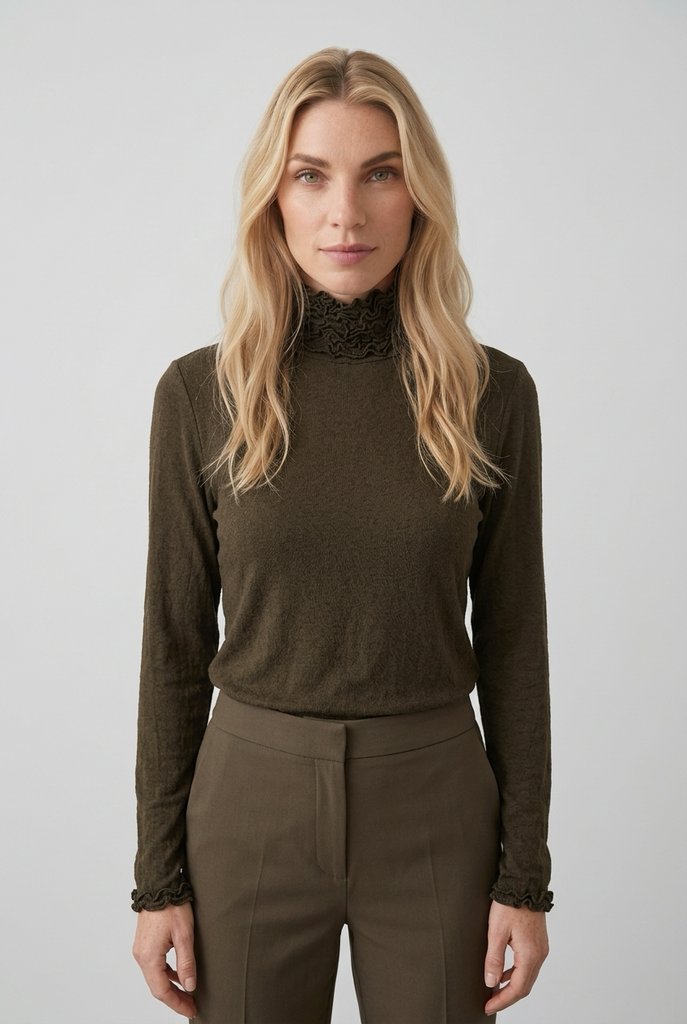 Annalise Ruffle Neck Fine Polo