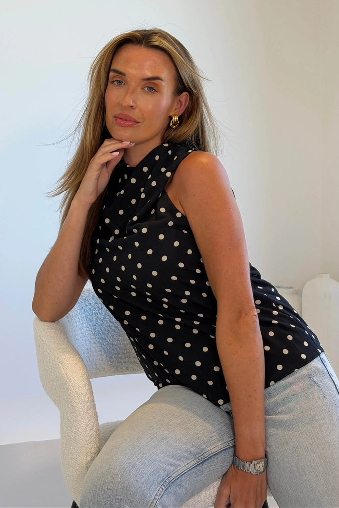 Sapphire Polka Dot Twist Top