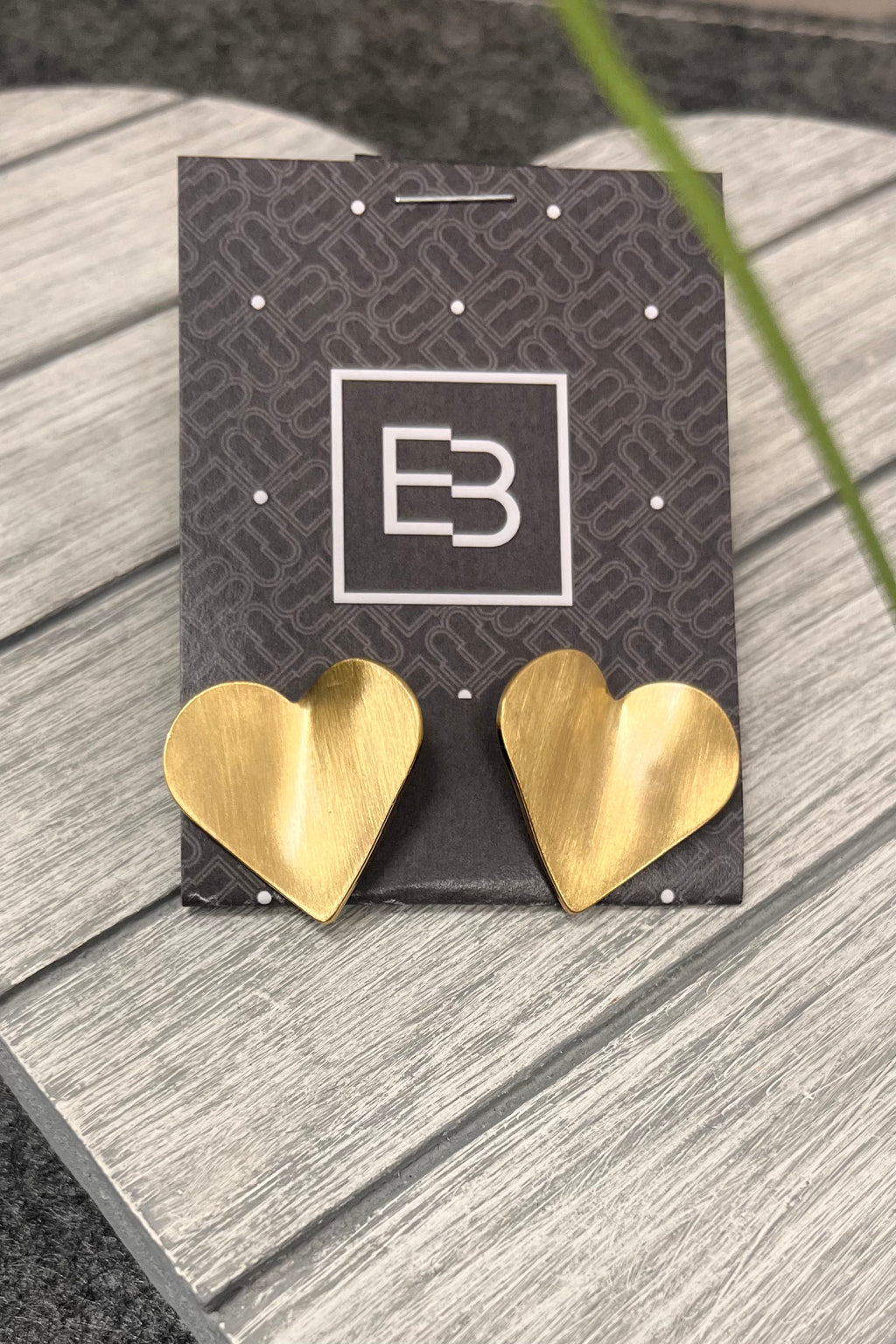 Ellie Brushed Metal Heart Earrings