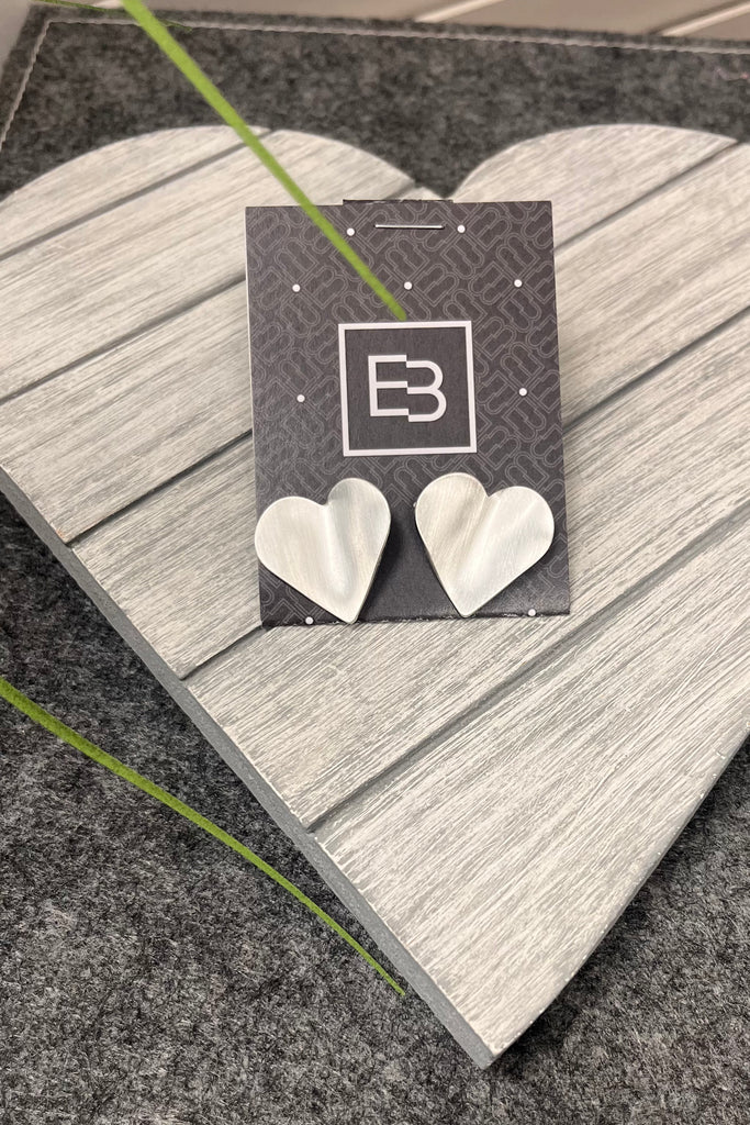 Ellie Brushed Metal Heart Earrings
