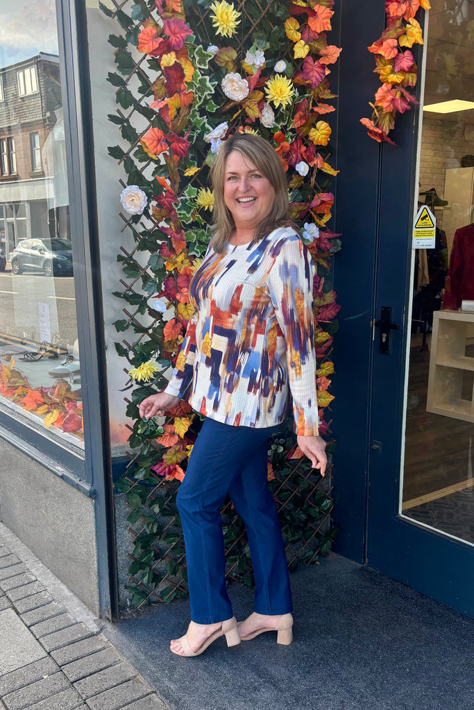 Tianna Textured Abstract Print Top