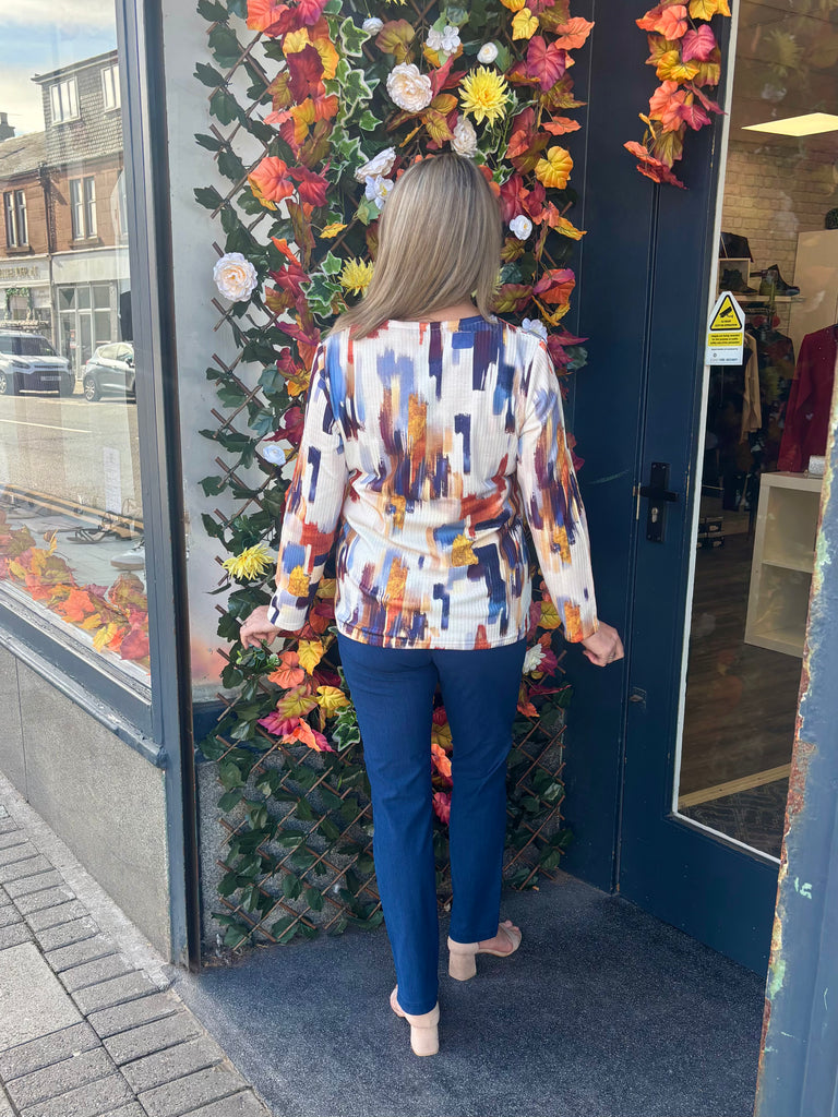 Tianna Textured Abstract Print Top