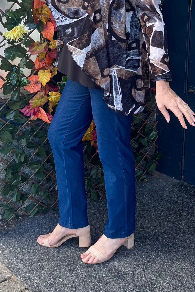 Caryn Pull-On Denim Trousers