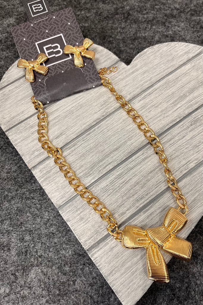 Dolly Bow Detail Necklace & Earring Set