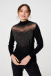 Carlie High Neck Diamanté Knit