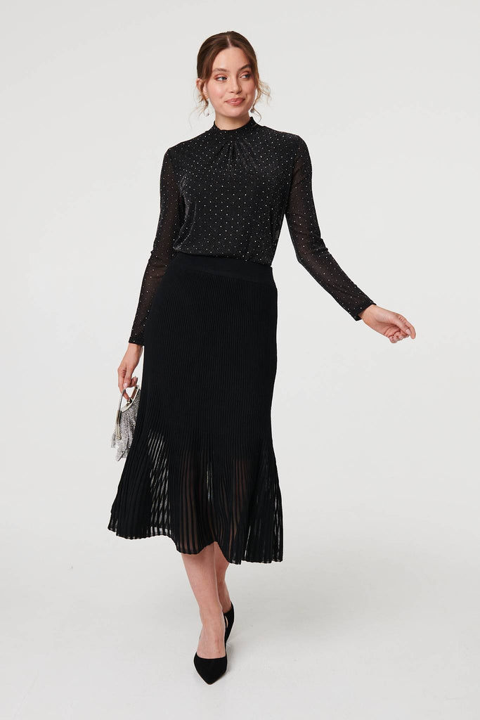 Vhari Pleat Detail Midi Skirt