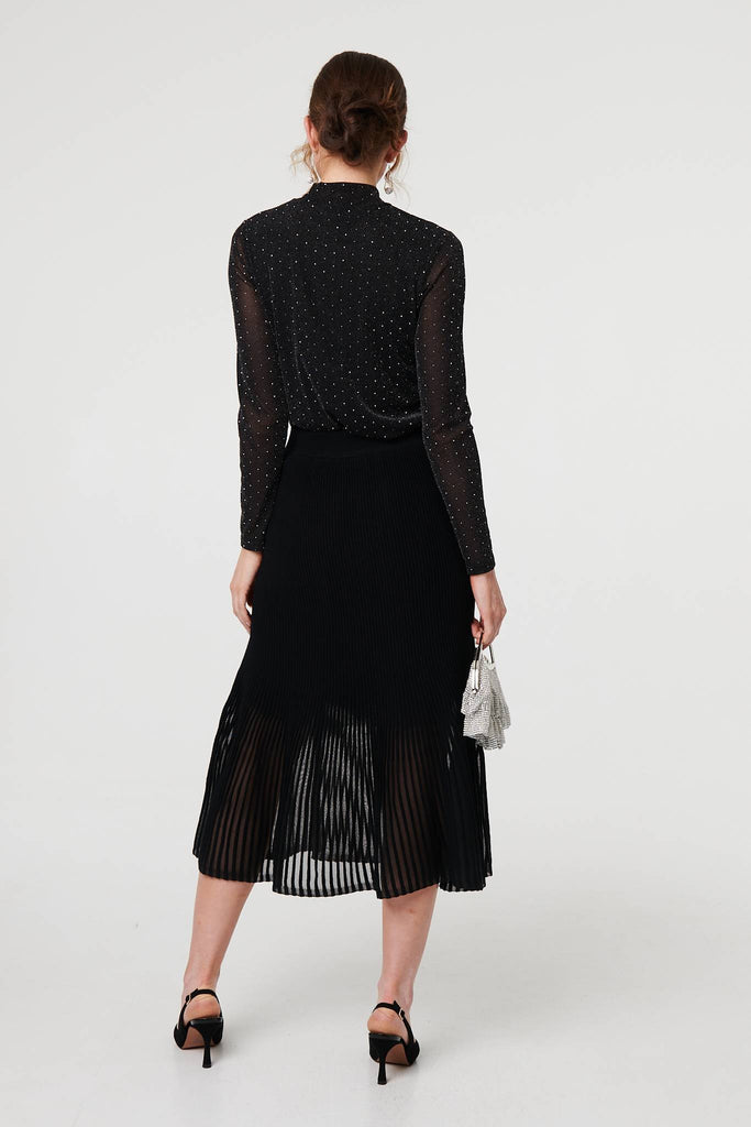 Vhari Pleat Detail Midi Skirt