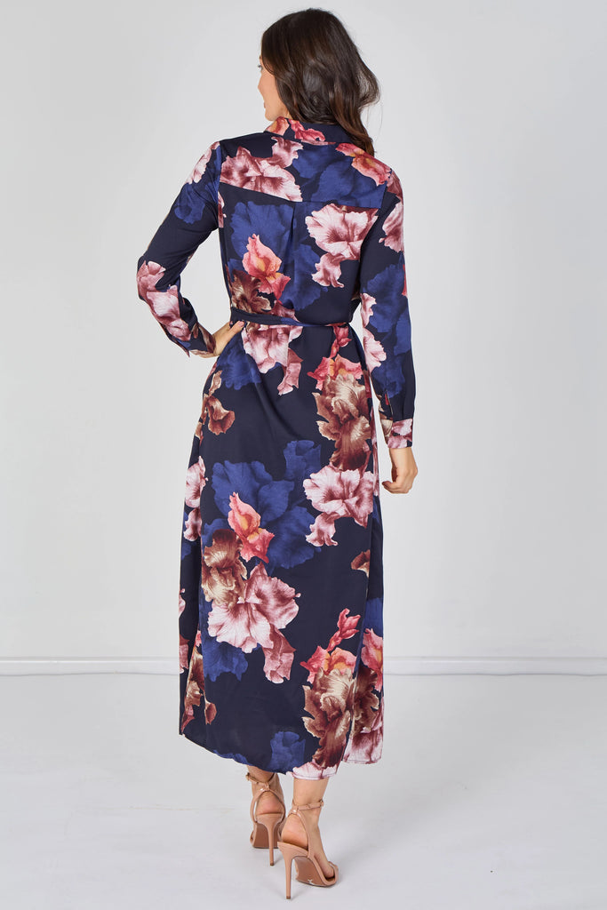 Lainey Floral Belted Maxi Shirt Dress