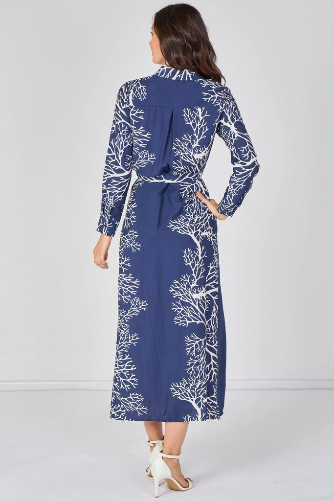 Lainey Coral Print Shirt Dress