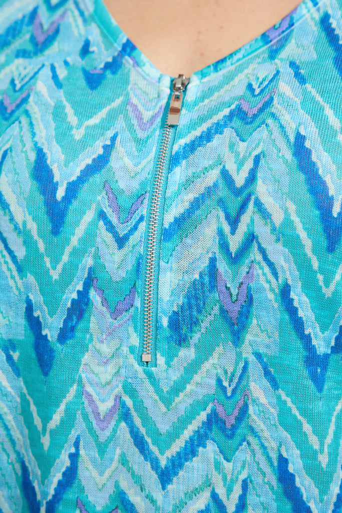 Evelyn Printed Zip Front Top