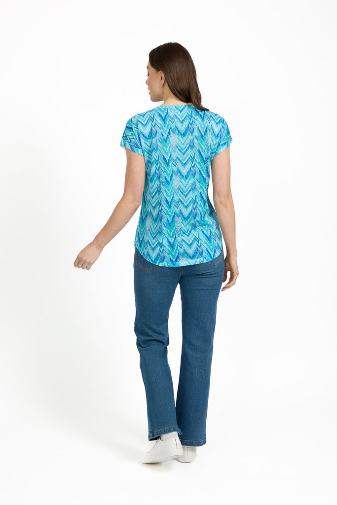 Evelyn Printed Zip Front Top