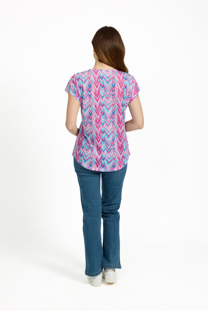 Evelyn Printed Zip Front Top