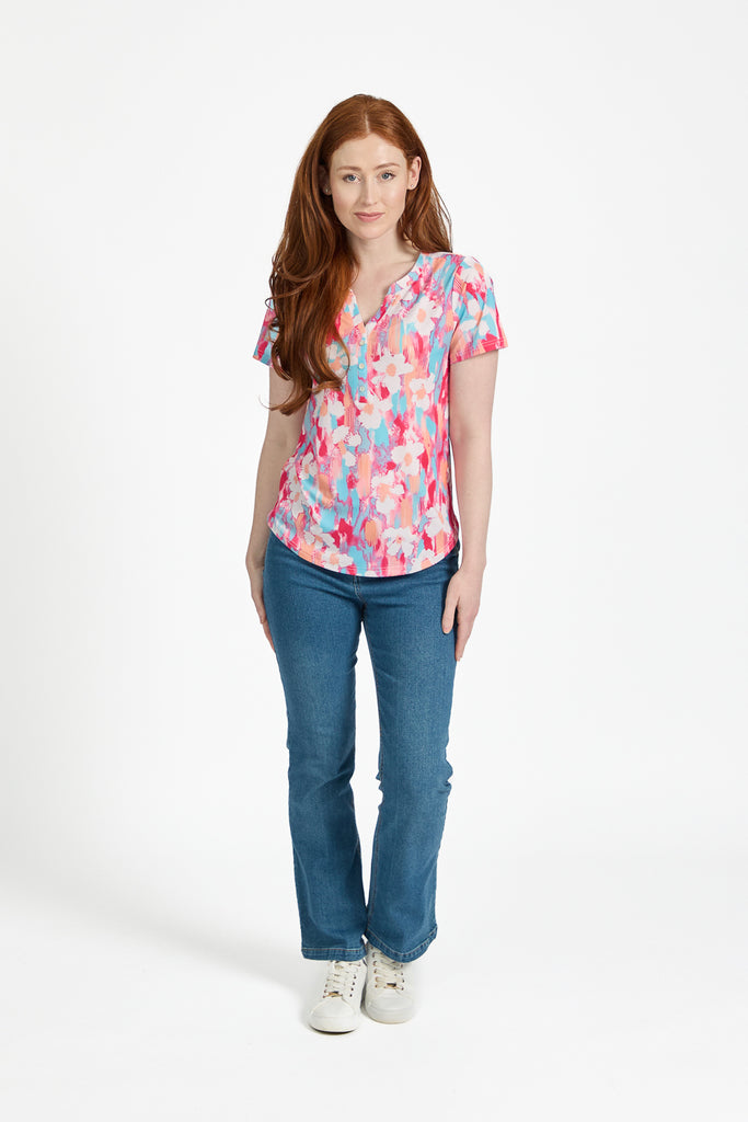 Christine Floral Print Button Front Top