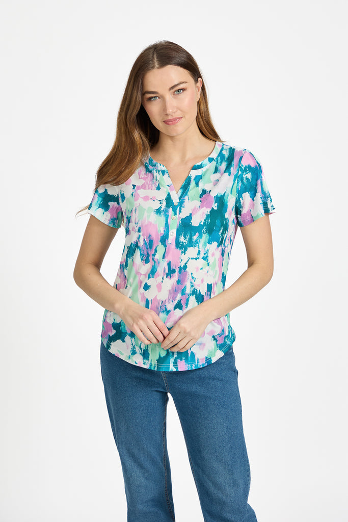 Christine Floral Print Button Front Top