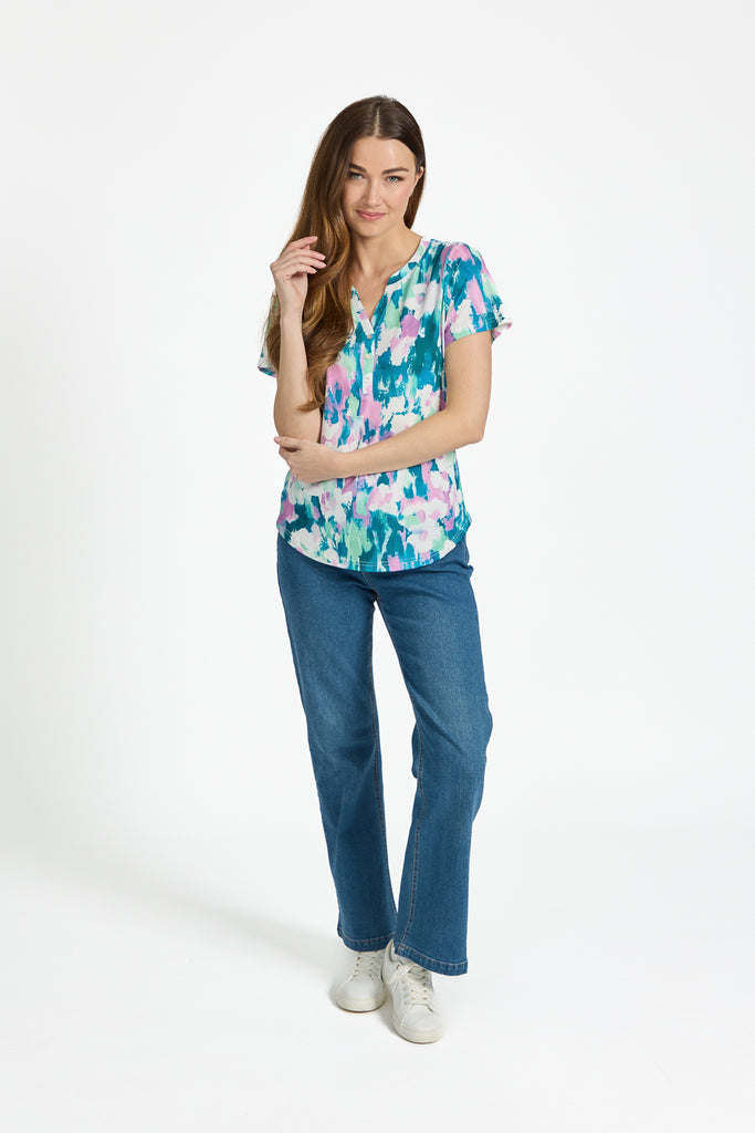 Christine Floral Print Button Front Top