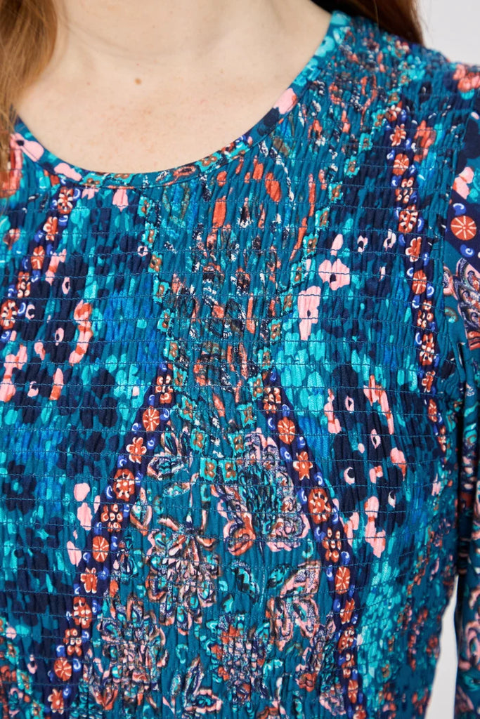 Melody Floral Print Shirred Dress