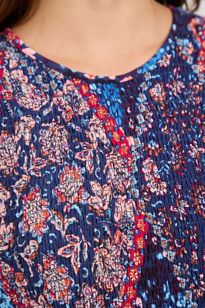 Melody Floral Print Shirred Dress