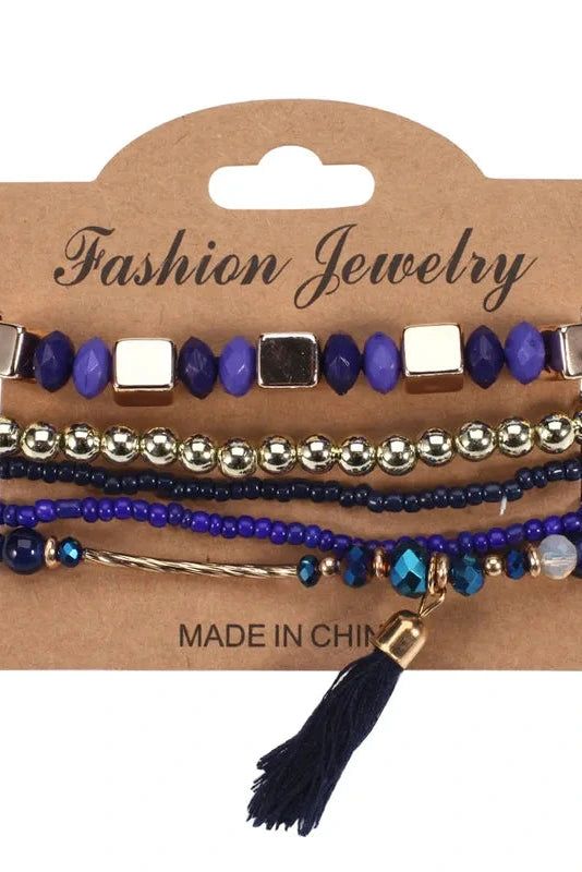 Cara Tassel Beaded Bracelet Set