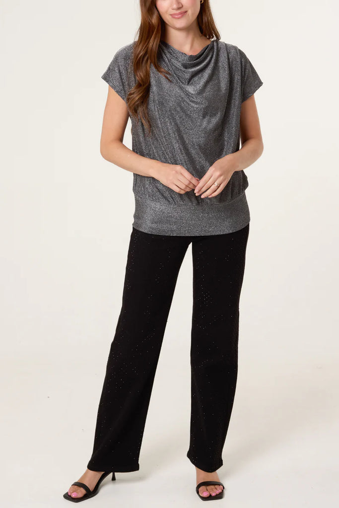 Lisa Metallic Cowl Neck Top