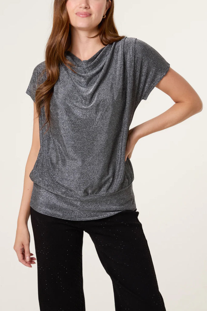 Lisa Metallic Cowl Neck Top